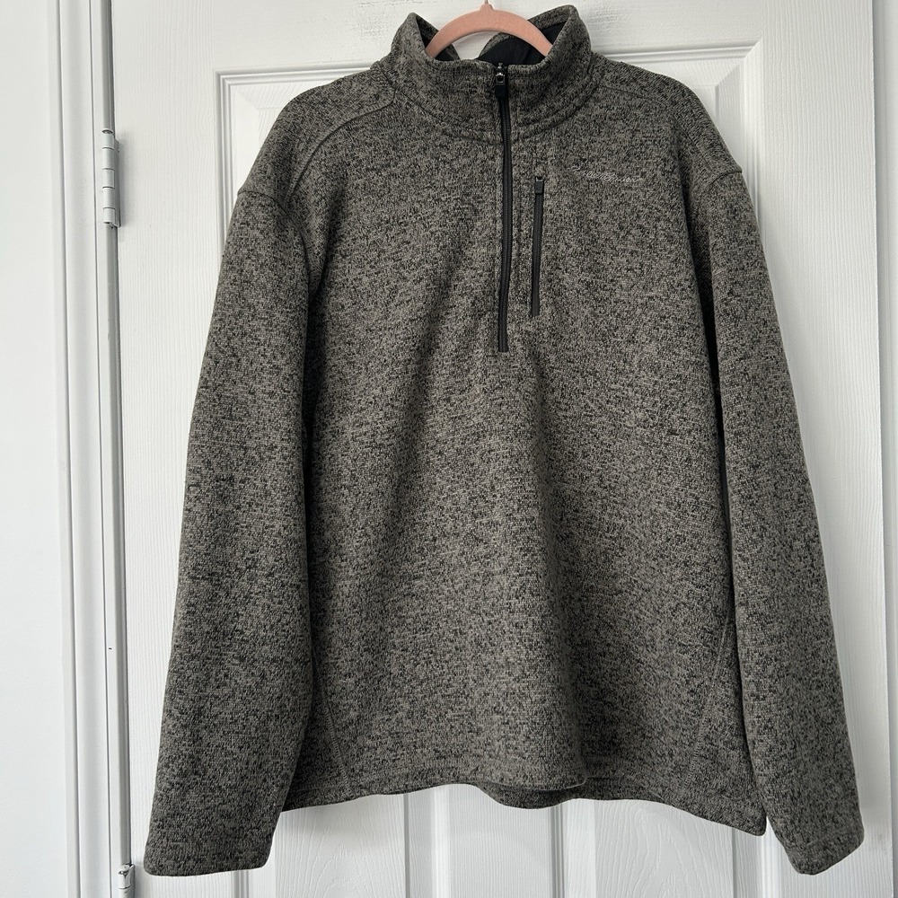 Eddie Bauer Men's Size Large‎ 1/4 Zip Long Sleeve Pullover Sweater Gray EUC